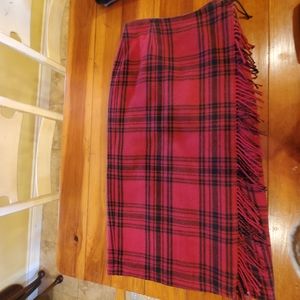 Wool Full-wrap Skirt with Fringe, fully lined, Size 8P